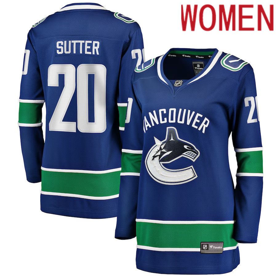 Women Vancouver Canucks 20 Brandon Sutter Fanatics Branded Blue Home Breakaway Player NHL Jersey